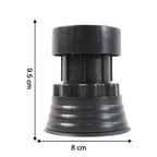 Size illustration showing adjustable furniture riser dimensions