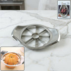 Stainless steel apple cutter with ergonomic handles for easy slicing