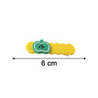Size chart illustrating dimensions of apple design hair clips set