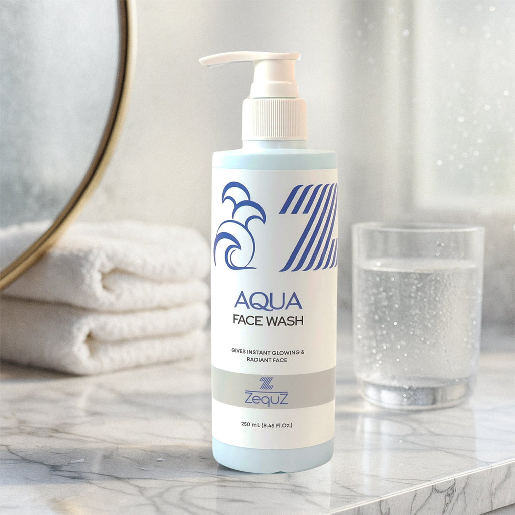 Hydrating Aqua Face Wash bottle showing front label and pump dispenser