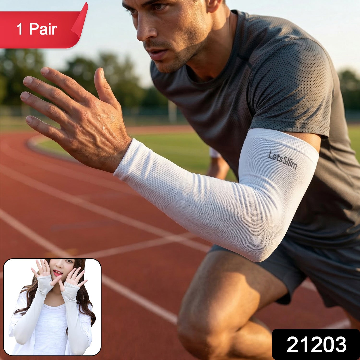Breathable, stretchable compression arm sleeves for sports