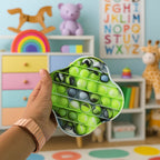 Silicone pop it fidget toy viewed from angle showing bubble layout