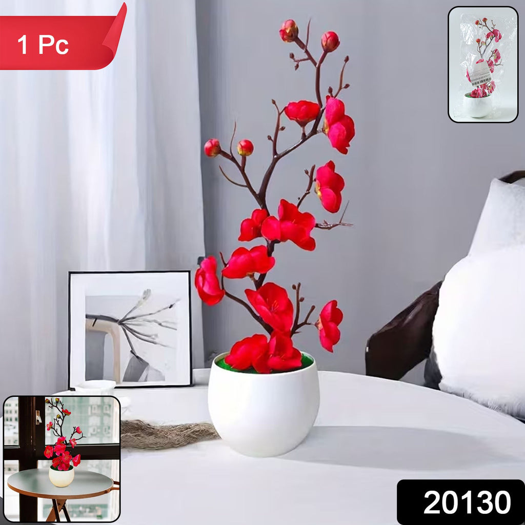 Close-up of realistic blossom artificial flower pot plant
