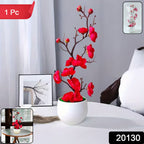 Close-up of realistic blossom artificial flower pot plant