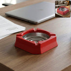 Heat-resistant ashtray with a stainless steel inner bowl for durability