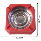 Heat-resistant ashtray shown with dimensions emphasizing compact size
