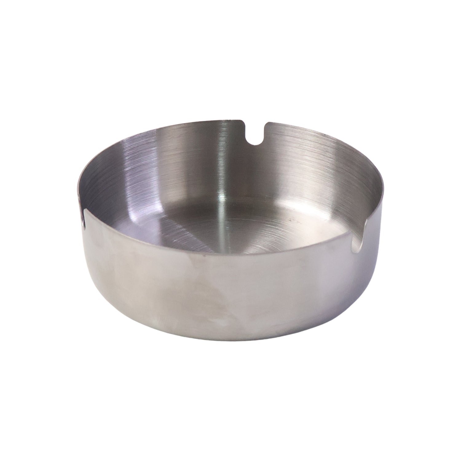 Top view of round tabletop cigarette ashtray with multiple slots