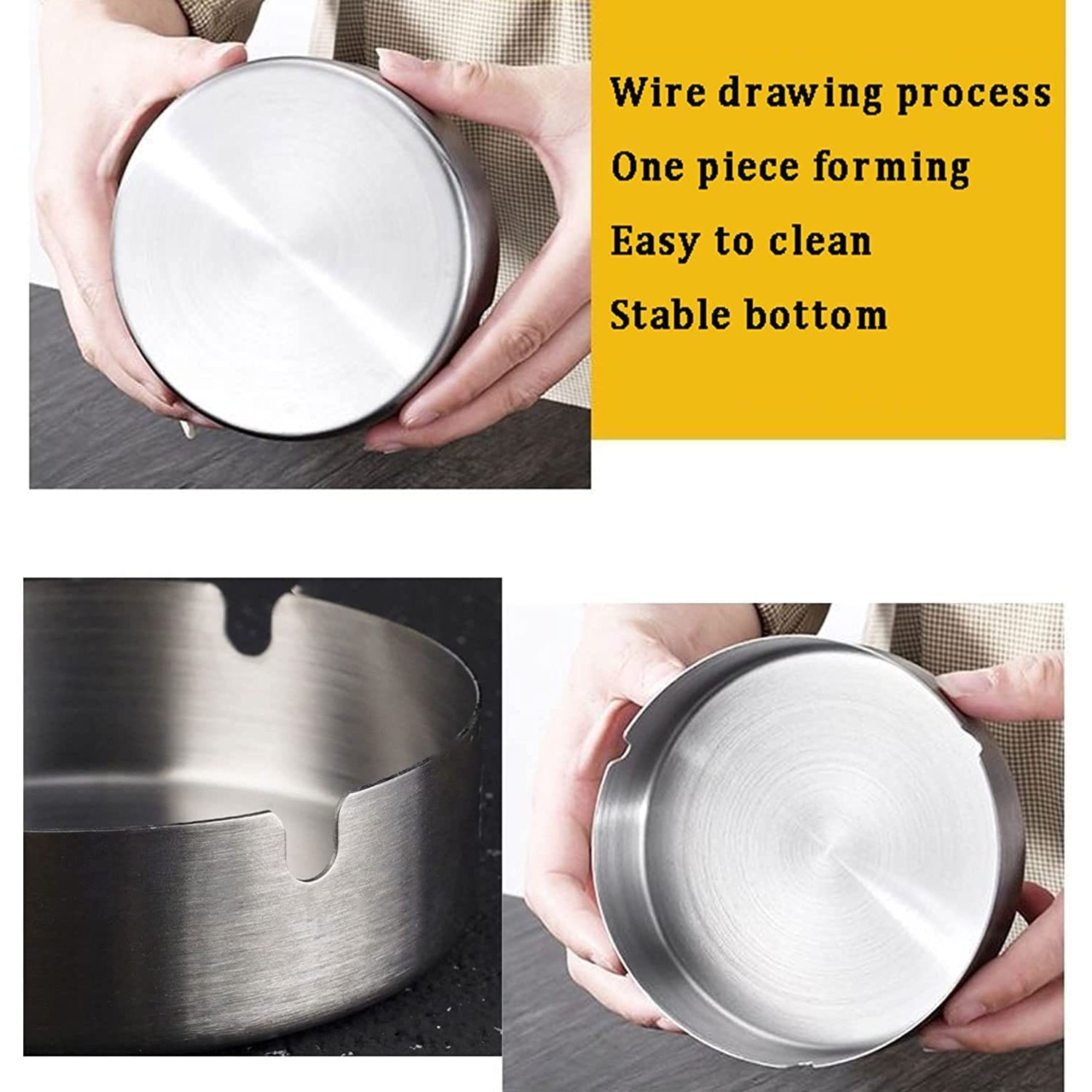 Metal ashtray designed for cigarette smoke collection at home or office