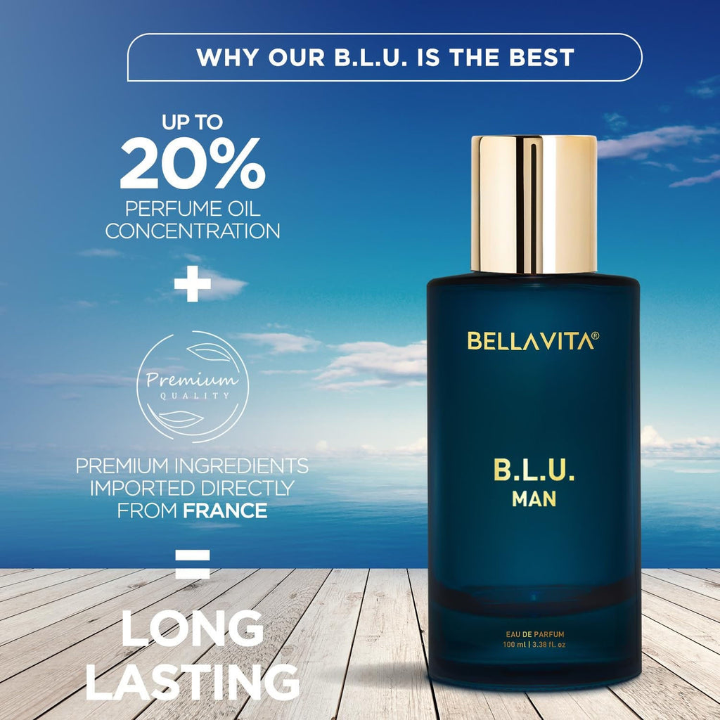 Bellavita fresh aquatic perfume for men in stylish bottle