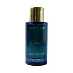 Luxury men's fragrance bottle with deep blue and gold accents