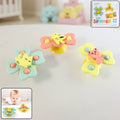 Baby Spinner Toy Set securely attached with suction cup to high chair tray