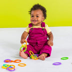 Set of 36 baby link rings designed for sensory and developmental play