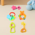 Colorful baby rattle toys set with five pieces for infant sensory play
