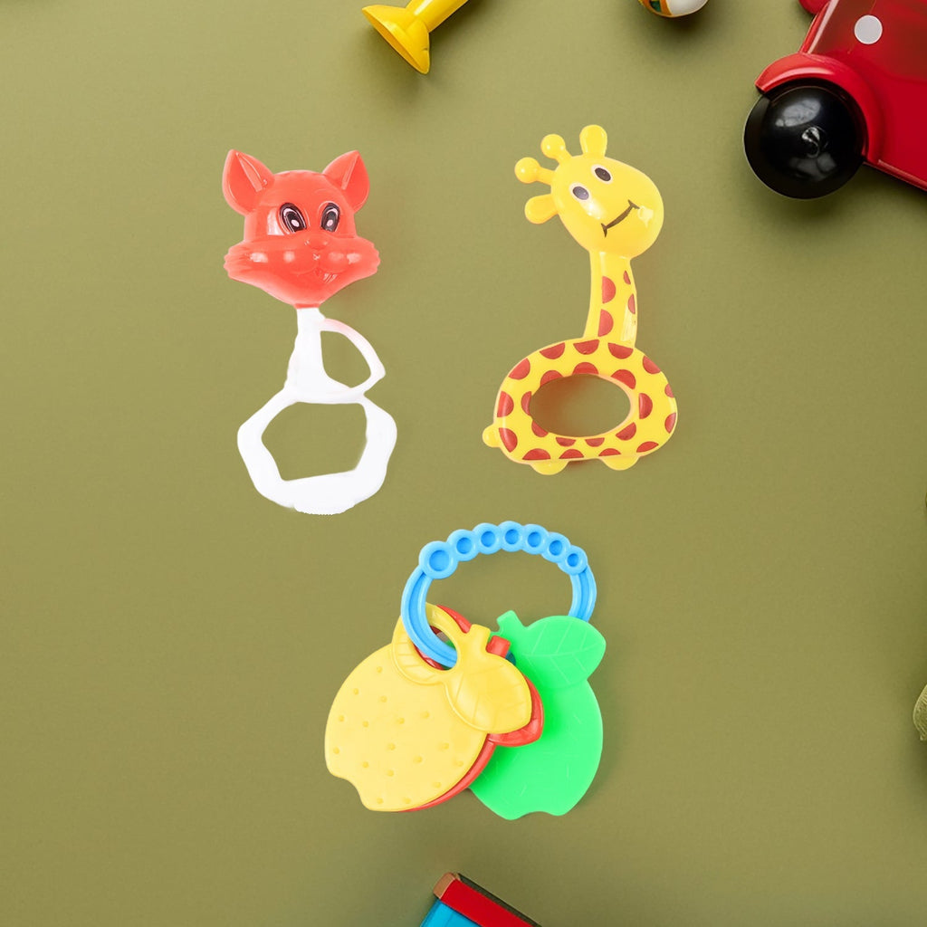 Colorful baby rattles designed ergonomically for small infant hands