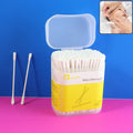 Box of premium ultra-soft baby cotton swabs with double-tip safety design