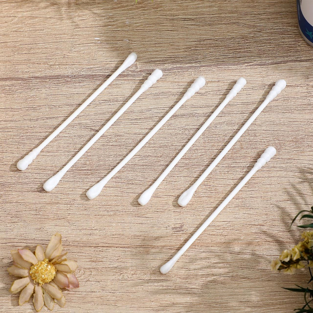 Premium baby cotton swabs showing flexible and durable plastic sticks