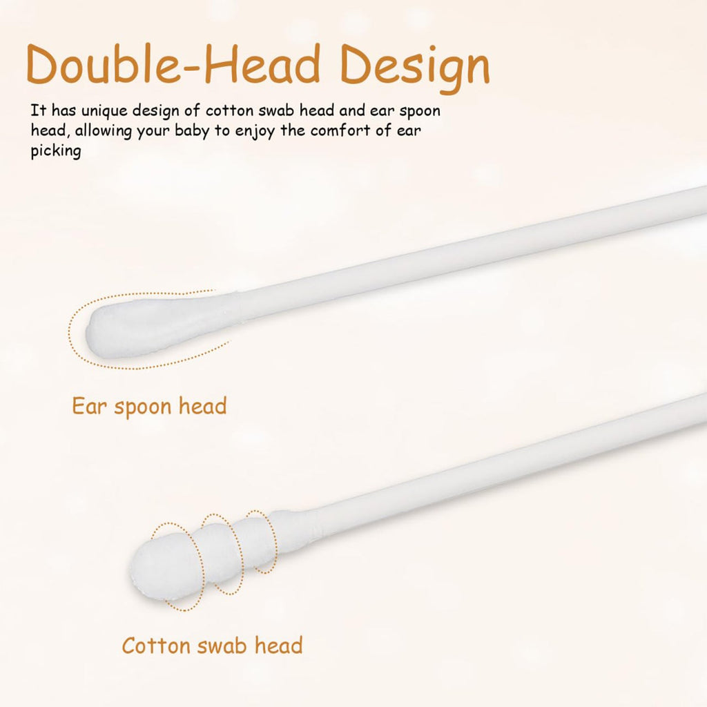 Safe double-sided rounded tip baby cotton swabs for delicate skin cleaning