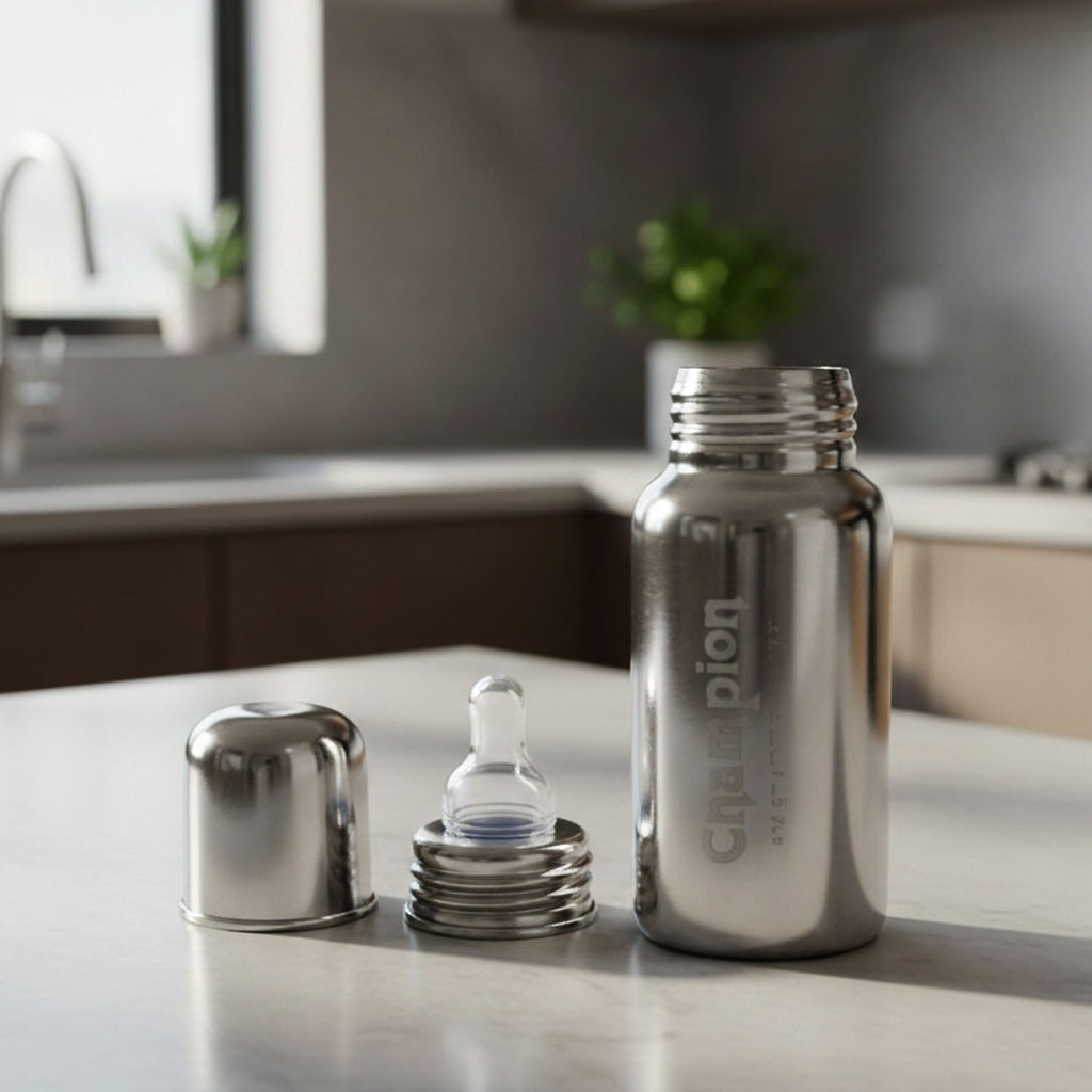Durable stainless steel baby milk feeder bottle for infants