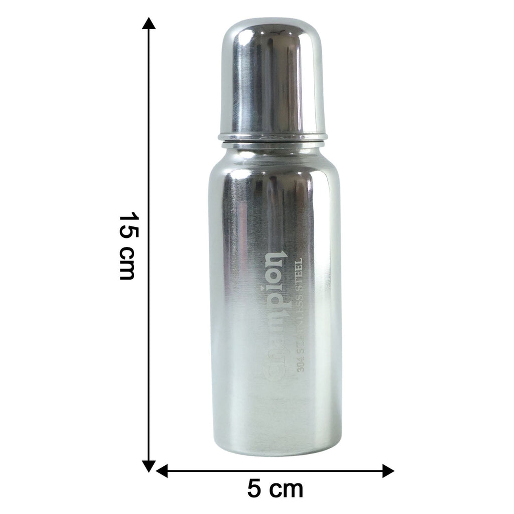 Travel friendly stainless steel baby feeding bottle 200ml