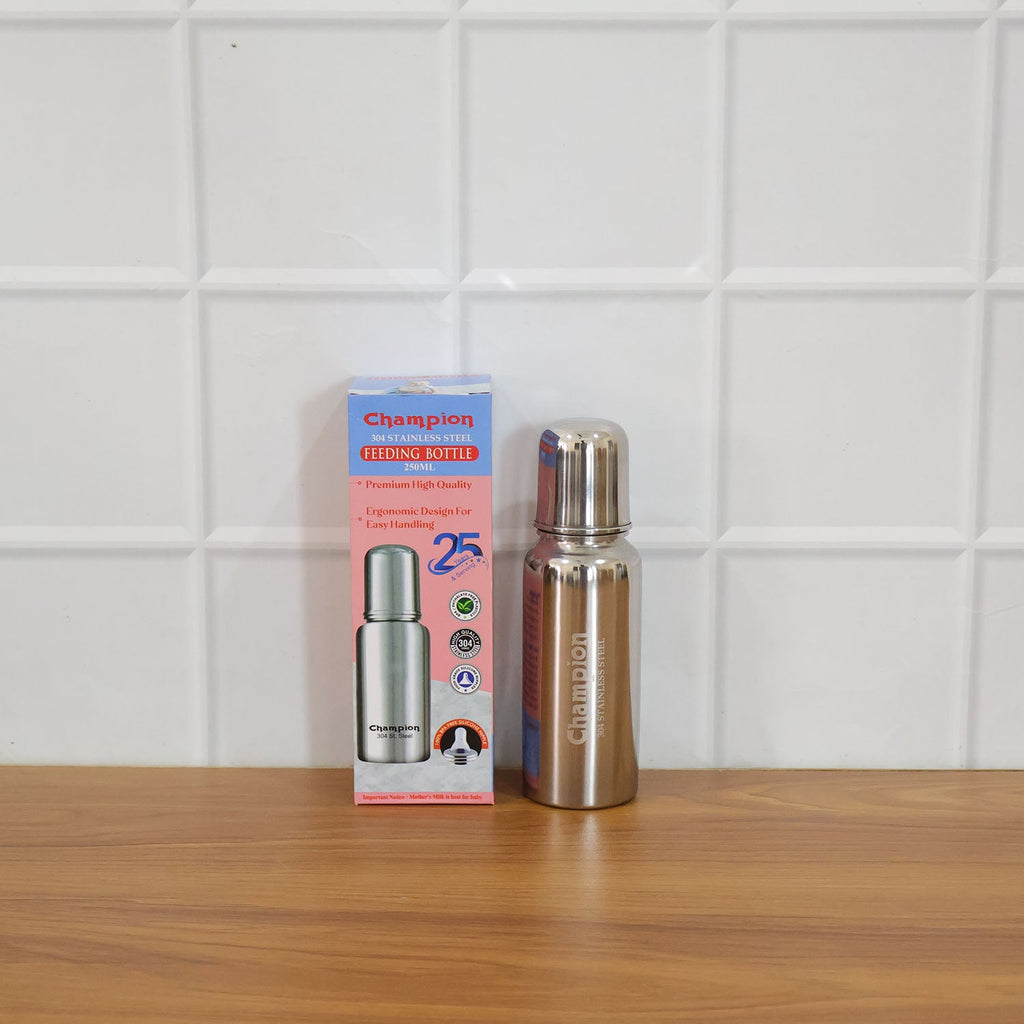 Hygienic and easy-to-clean stainless steel baby feeding bottle