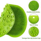 Side view of green bath massage cushion showing thickness and texture
