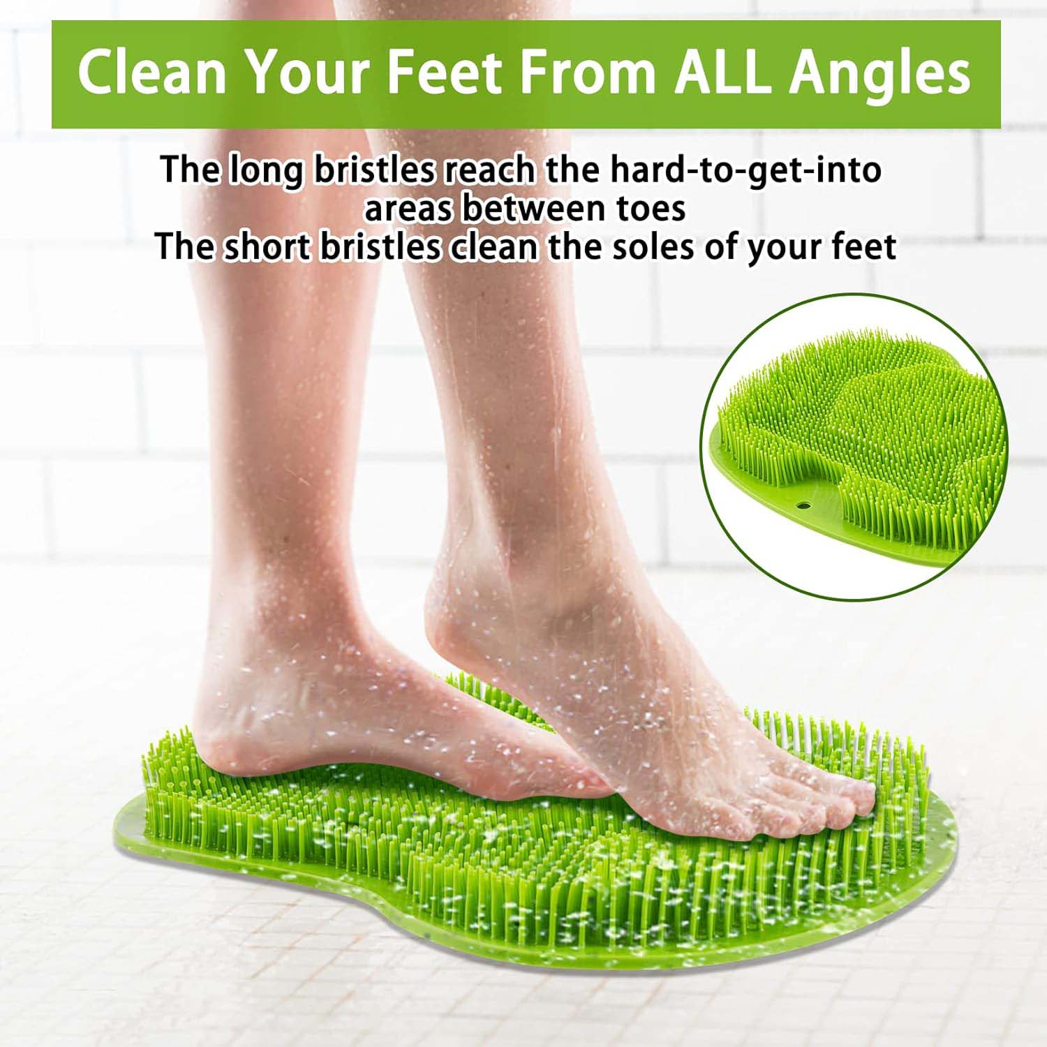 Silicone scrubber bath mat designed for exfoliating and massaging feet