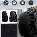 FERVENT rain cover demonstrating its versatile fit on different sizes of laptop bags and backpacks.