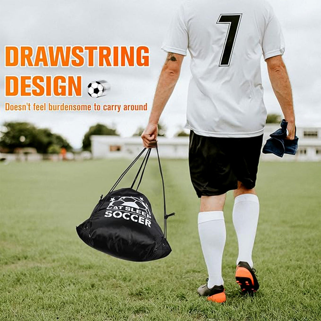 Side view of the durable Drawstring Sport Backpack in black.
