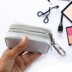 Portable mini key case with zipper and metal clip for travel
