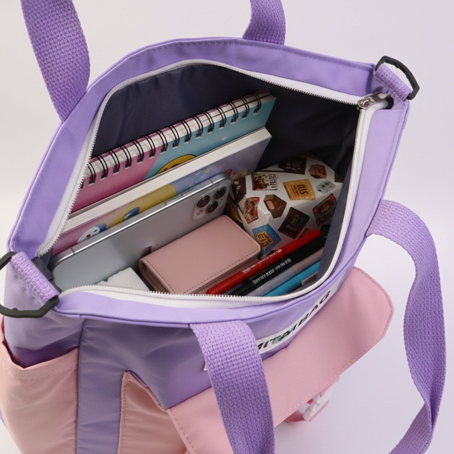 Multi-pocket shoulder tote bag designed for women and girls