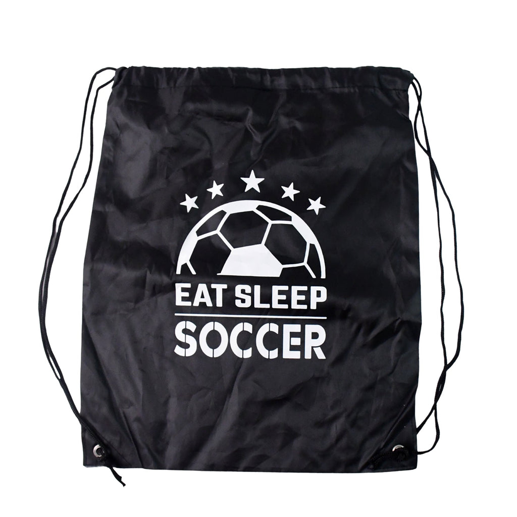 Front view of the sleek black Drawstring Sport Backpack.