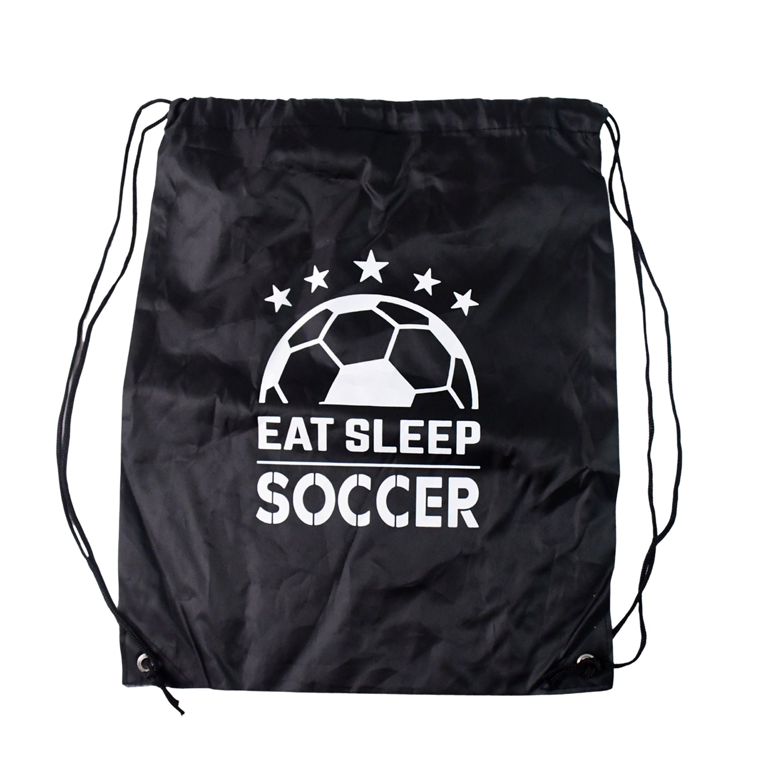 Front view of the sleek black Drawstring Sport Backpack.