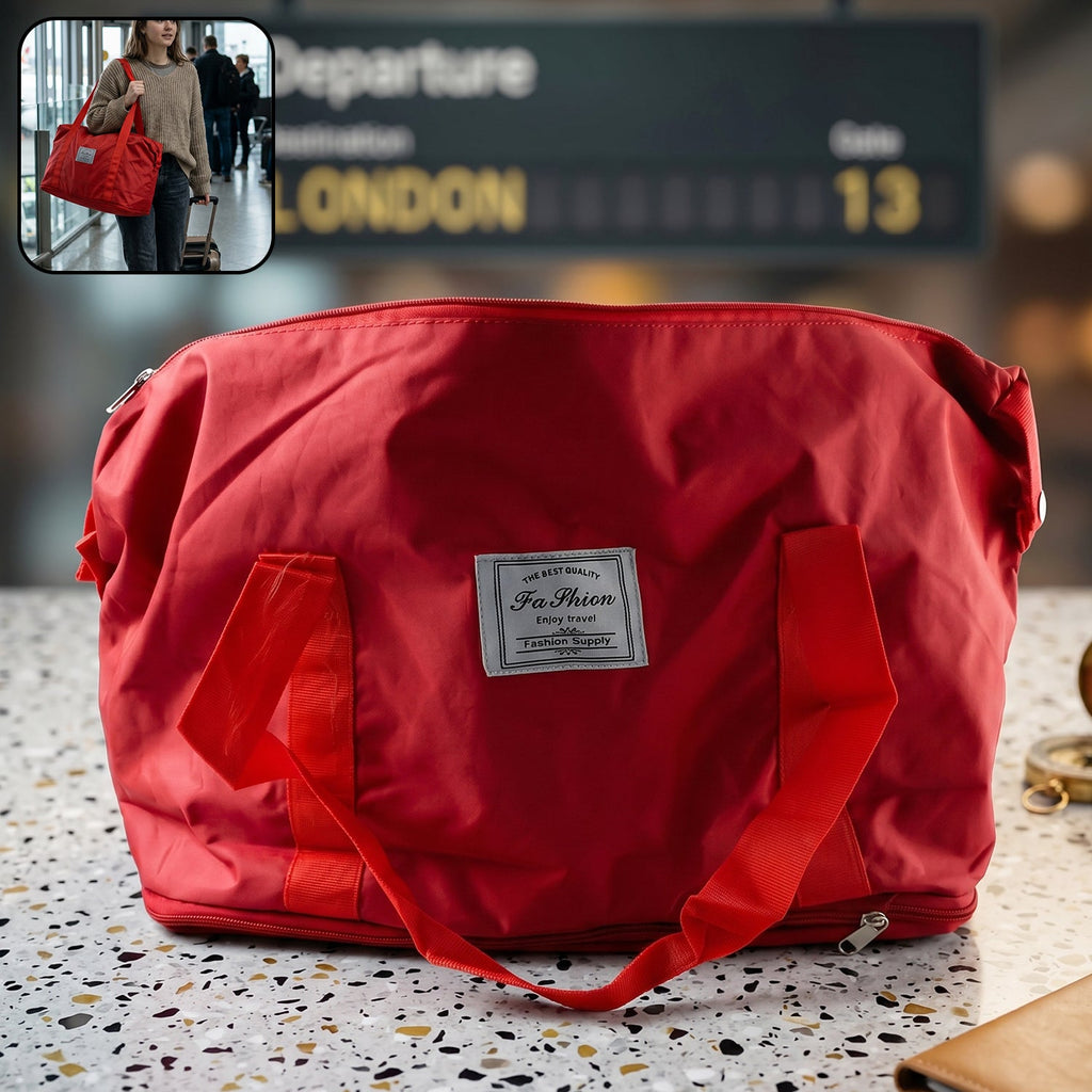 Stylish red tote bag for travel and everyday essentials