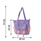 Size comparison image of the multi-pocket shoulder bag