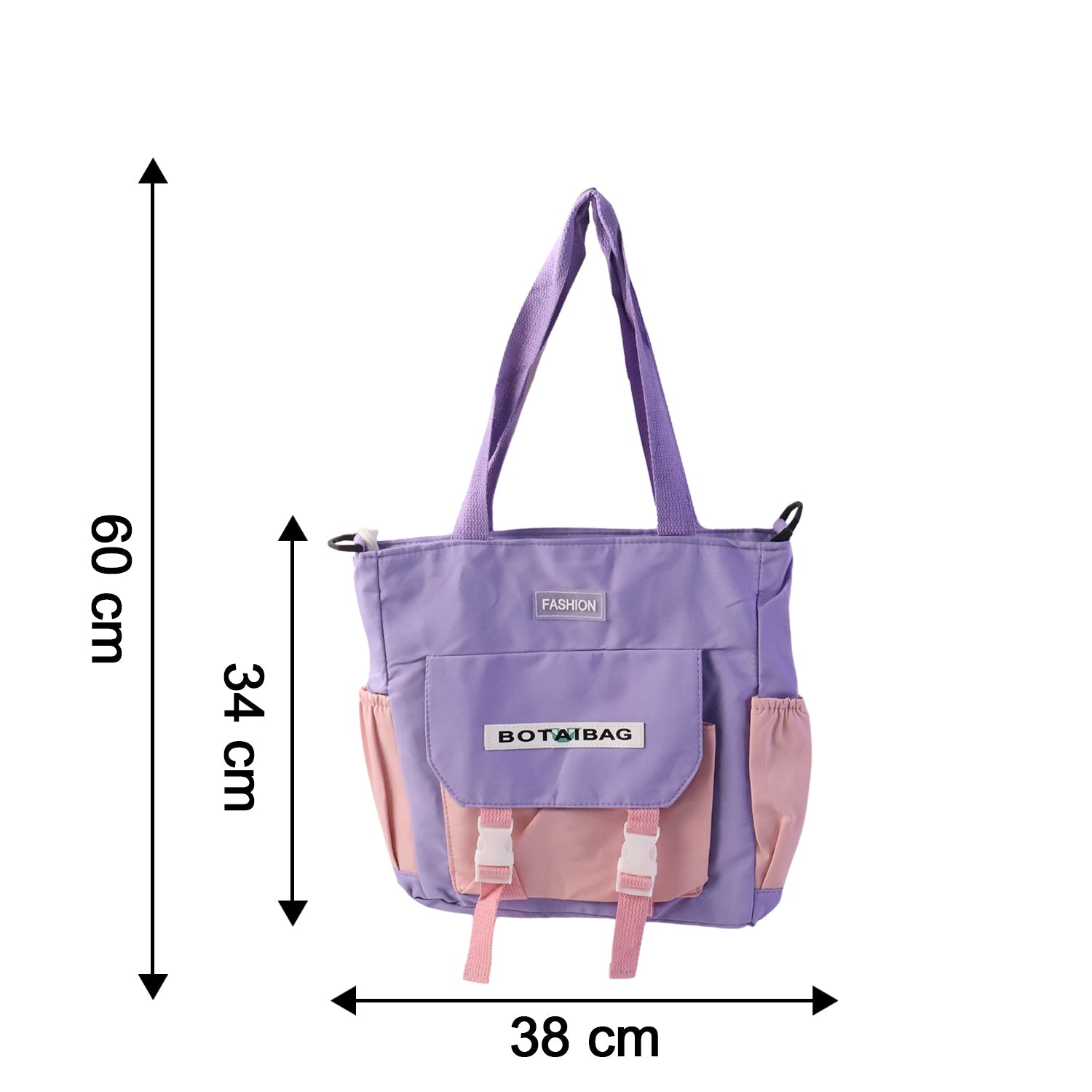 Size comparison image of the multi-pocket shoulder bag