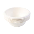 Natural off-white bagasse disposable food bowls for hot and cold dishes