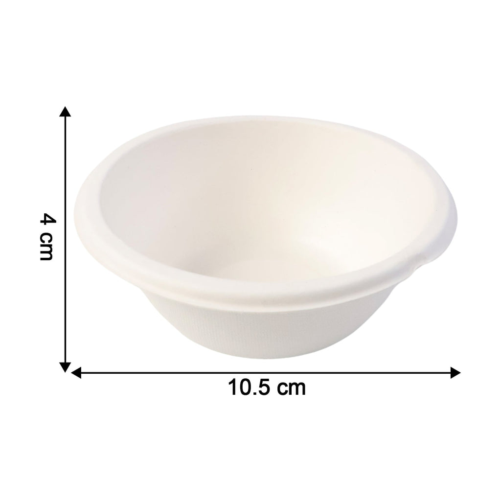 Smooth rim compostable serving bowl made from bagasse