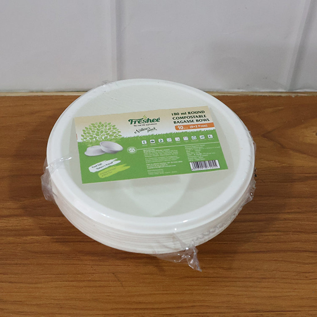 Eco-friendly disposable sugarcane fiber bowl in natural color