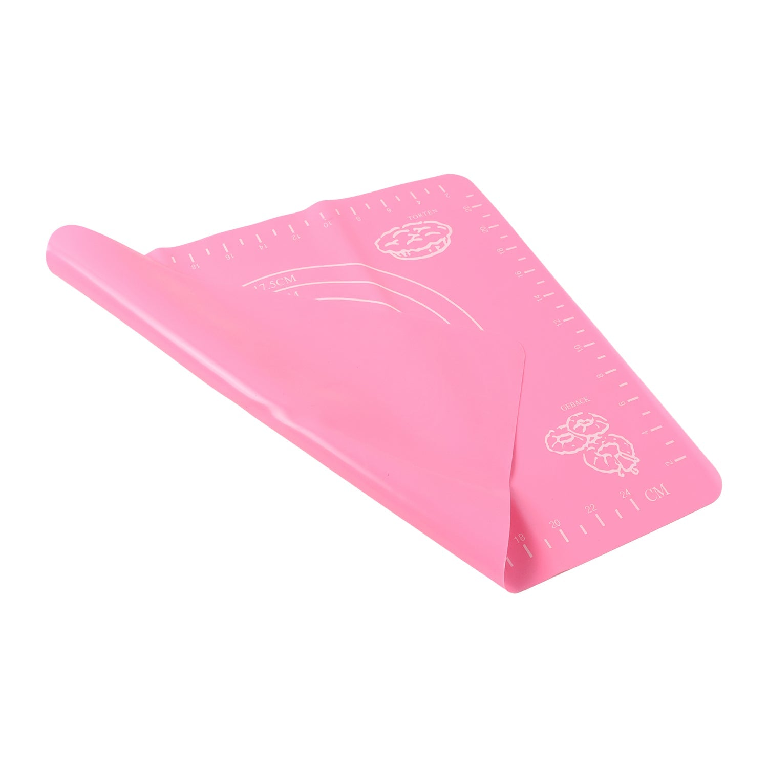 Compactly rolled-up silicone baking mat for easy storage and portability.