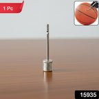 Close-up image of inflation needle adapter for basketball and football pumps