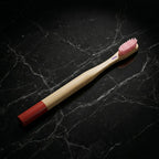 Display of wooden bamboo handle toothbrush