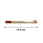 Size comparison of bamboo toothbrush showing compact design