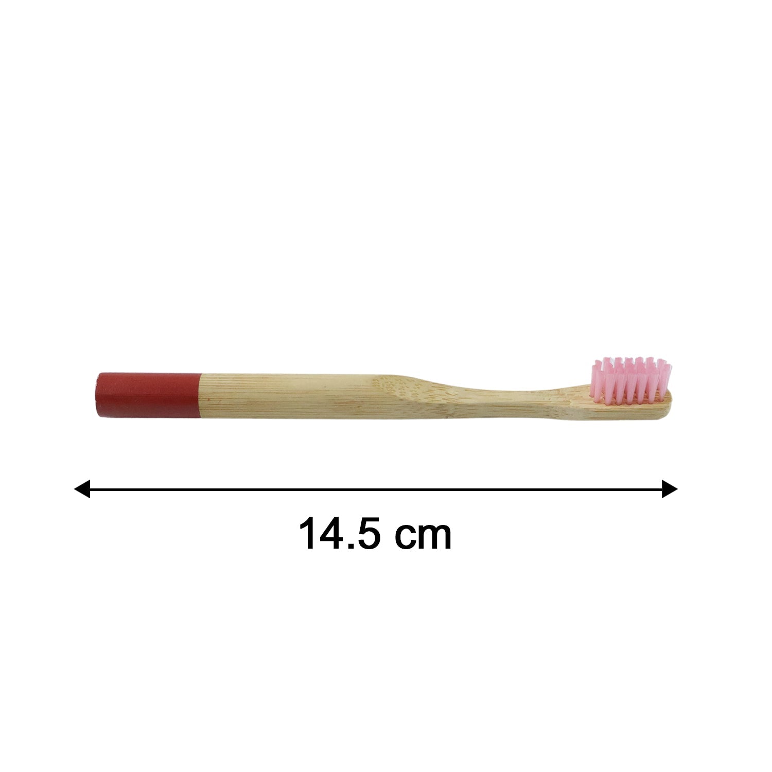 Size comparison of bamboo toothbrush showing compact design
