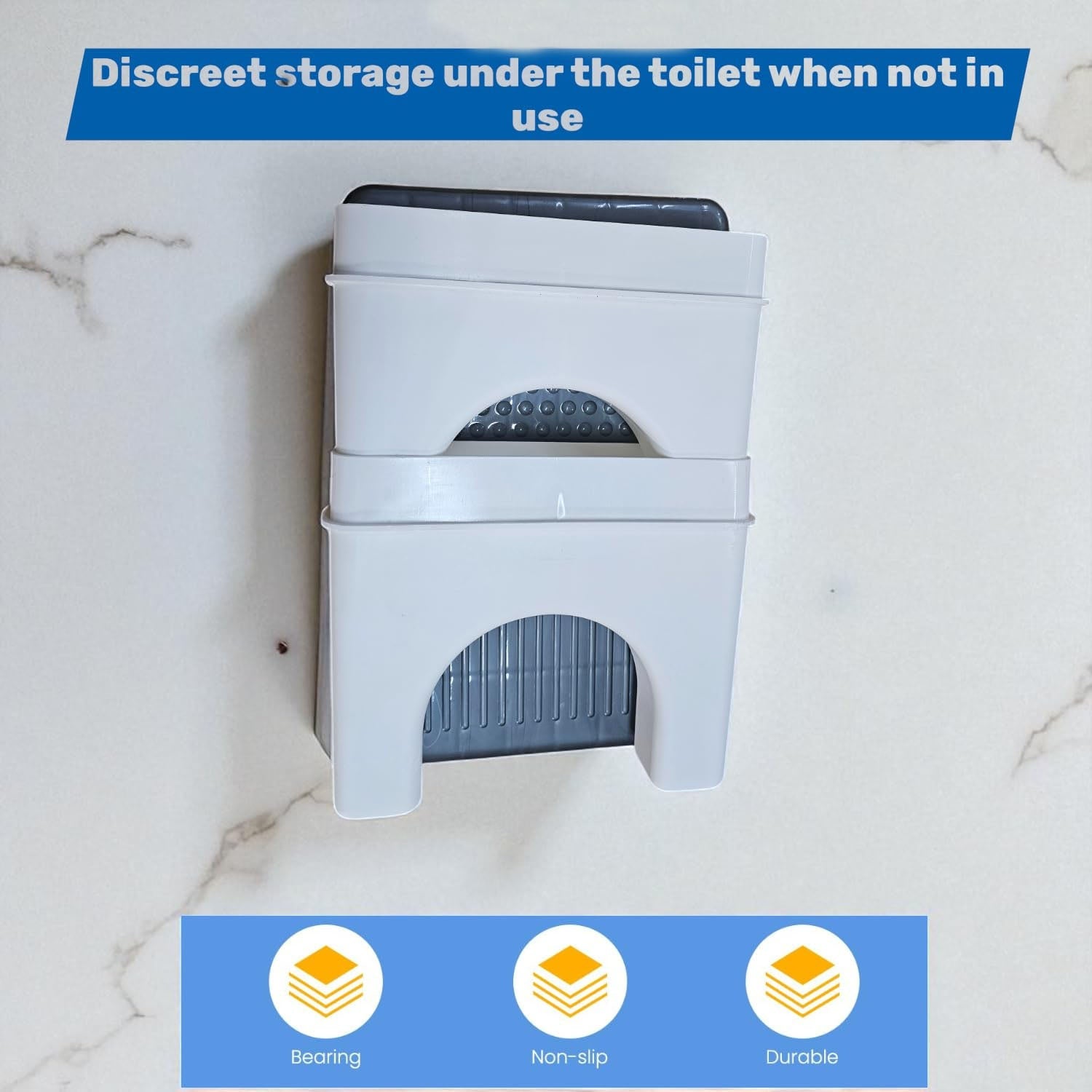 Close view of anti-slip surface on the portable toilet stool