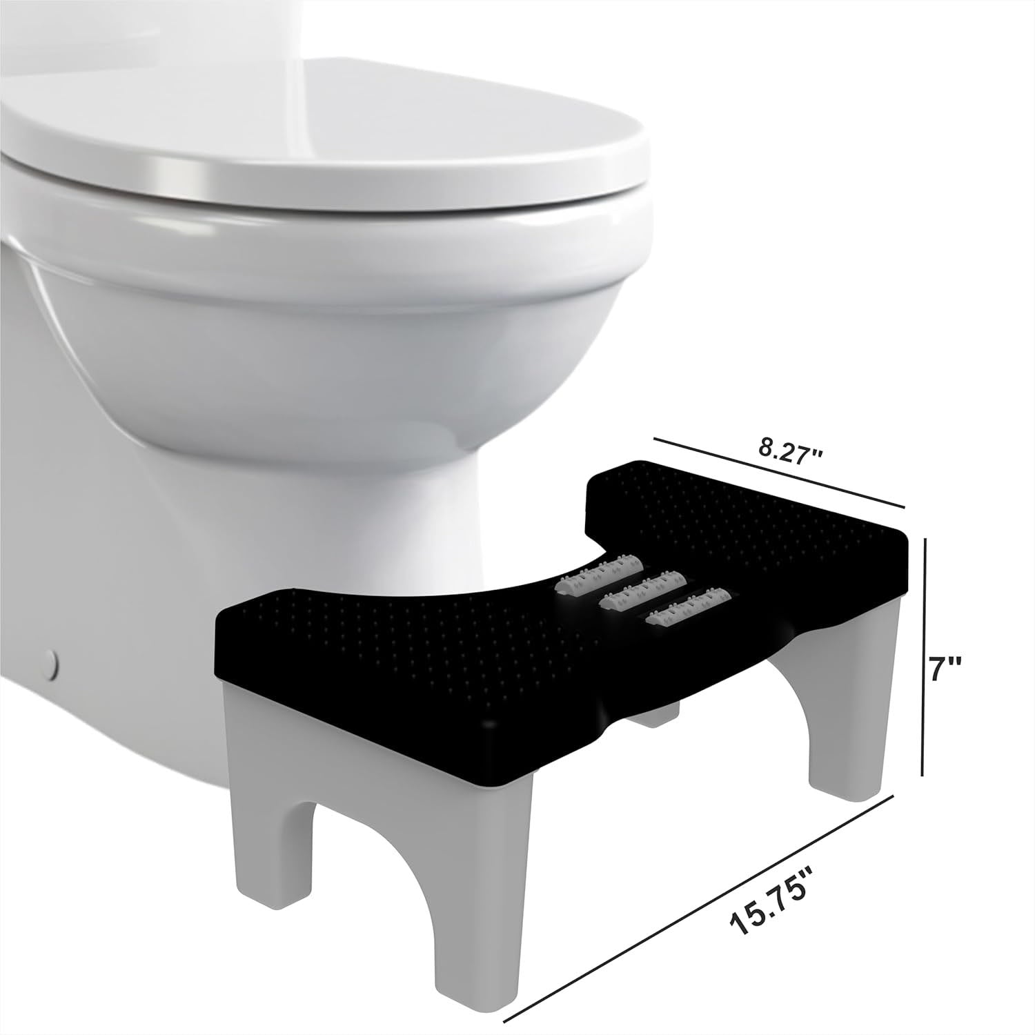 Size comparison showing portable toilet potty stool compactness