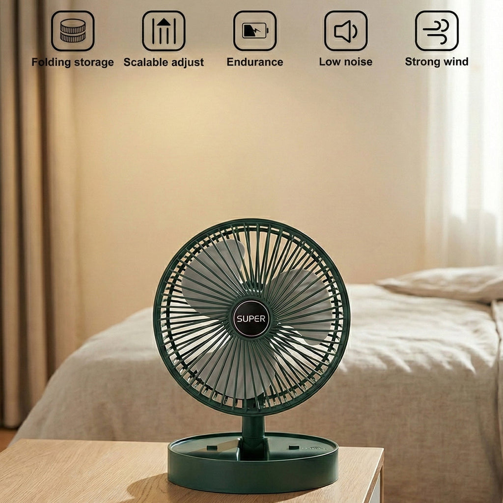 Portable desk fan with phone stand designed for multitasking