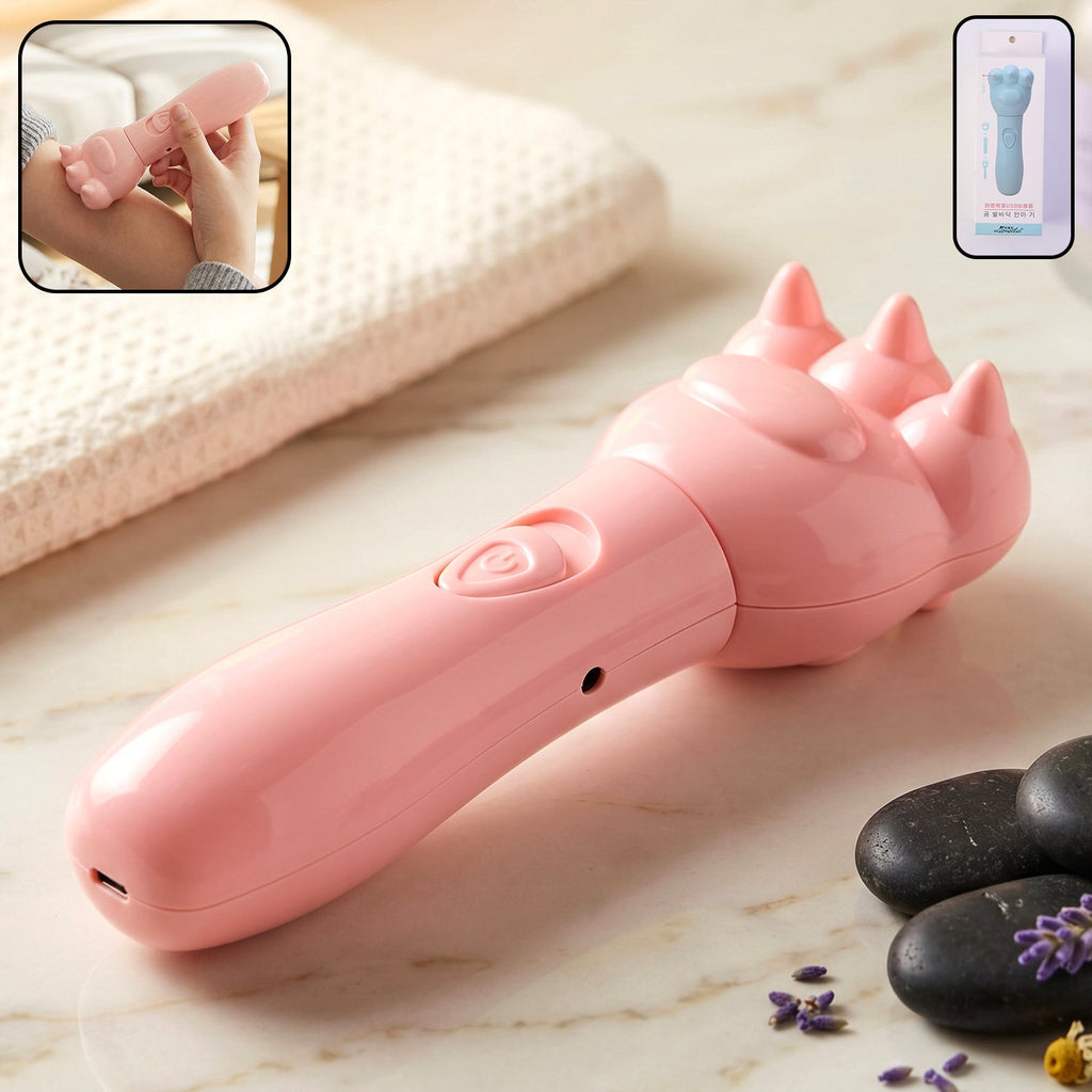 Portable bear shaped hand massager featuring simple button control