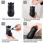 Bear shaped automatic flush toilet cleaner in bathroom setting