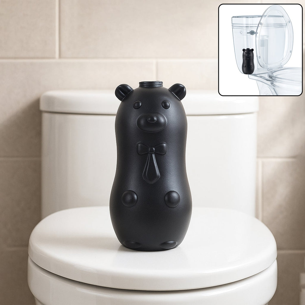 Bear shaped automatic toilet tank cleaner inside flush tank