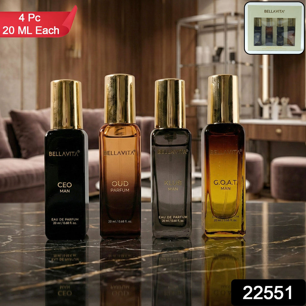 Four bold fragrances in Bellavita perfume gift set for men
